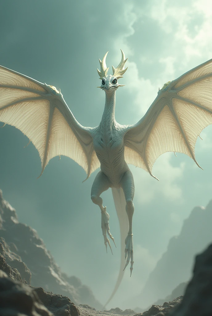 Create a white alien that looks like a pterosaur