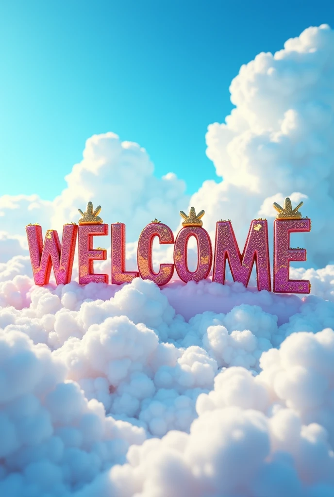 Letters that say Welcome with the sky in the background in Spanish