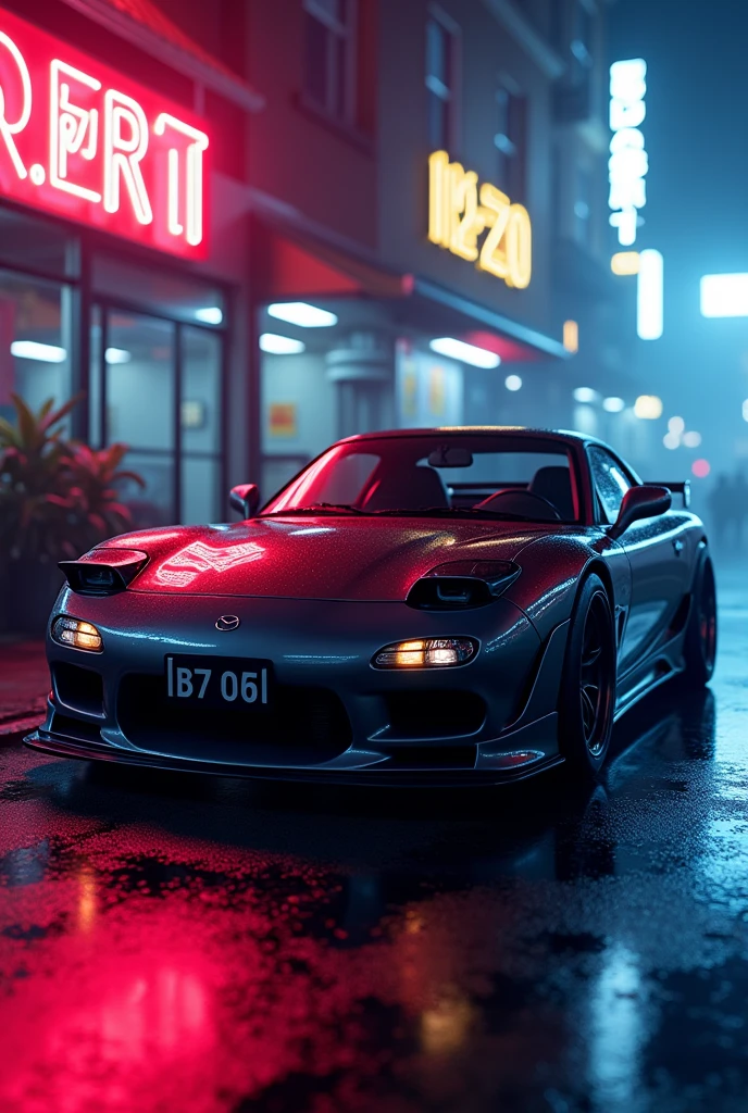 neon,High Definition,8k,masterpiece,(Best Quality,4k,8k,High resolution,masterpiece:1.2),ultra detailed,(realist,photorealist,fotorrealista:1.37),cinematic lighting,cinematographic composition,dramatic lighting,dynamic composition.worse quality, low quality, Mazda rx7
