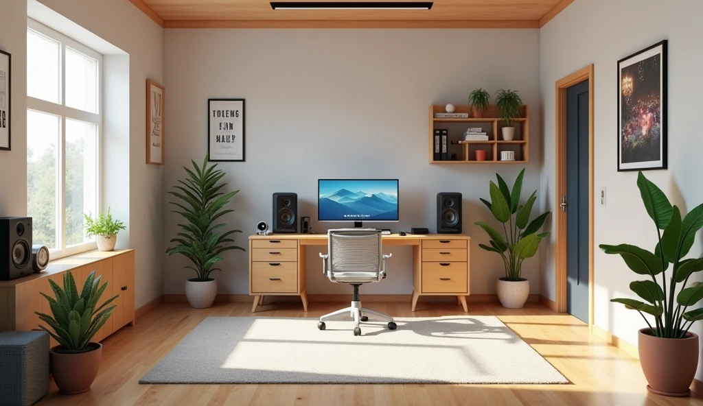 a 3d animated empty youtuber room