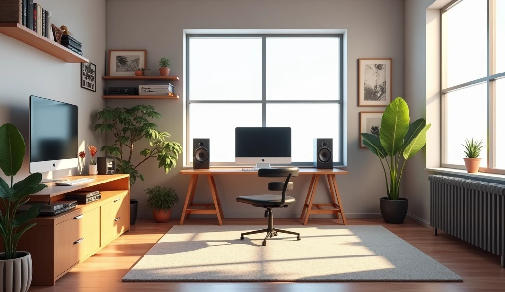 a 3d animated empty youtuber room