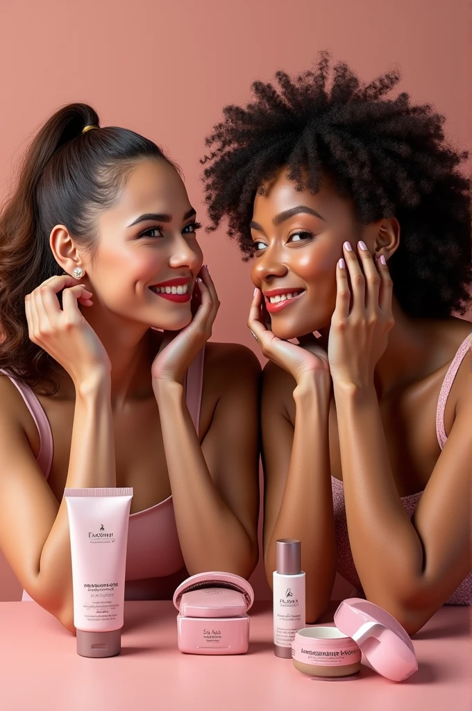 Create a promotional image of up to 70%% discount that is in Spanish for a cosmetics and makeup brand