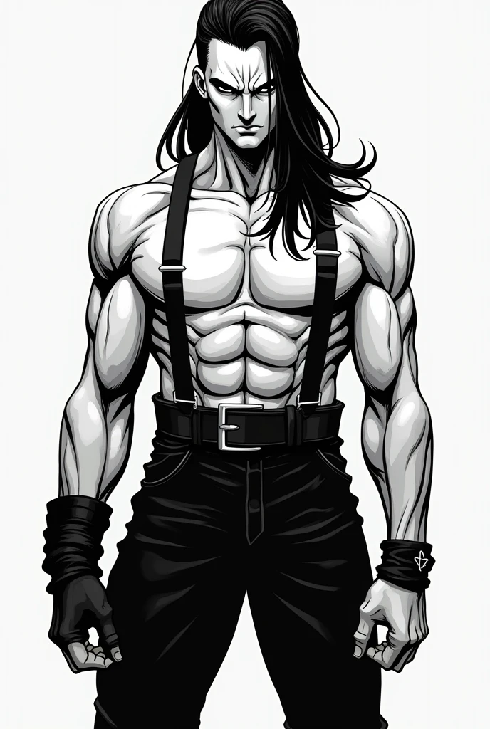 Create a black and white character based on manga, it has to be impactful. I want you to know that his name will be self-taught.