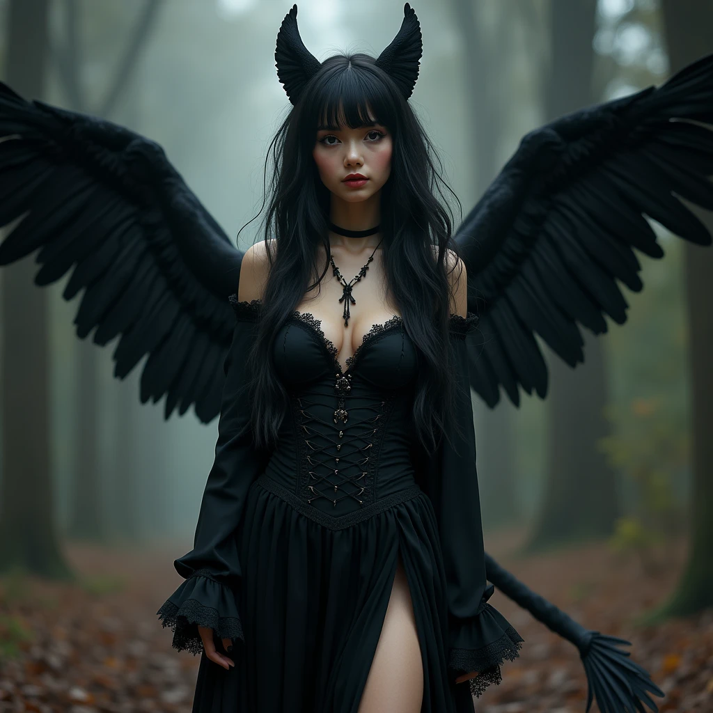 A young and cute witch in revealing and sensual gothic fashion。Super big breasts、long black twin tails、Beautiful Eyes、enigmatic smile。Completely in human form。
Summons a cute, small, four-legged griffin resembling a bird of prey from a magic circle.。Several small griffons appeared.、Flying around the girl。
A griffin is a monster made up of the tail feathers of an eagle and the lower body of a lion.。Eagle wings and beak、Front legs with sharp claws、It has the body, hind legs and tail of a lion.。
Real、Cinematic lighting、Dramatic colors、Highly detailed cinematic composition、Digital Art、Concept Art、Fantasy art、Real、(Raw photo)、(Super detailed:1.2)、(High resolution:1.3)、masterpiece、8k、Photo-Realistic、Ultra-Details