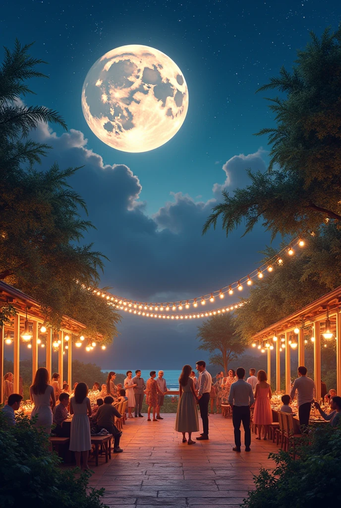 Decoration for 15 years with a full moon and stars theme for 15 years