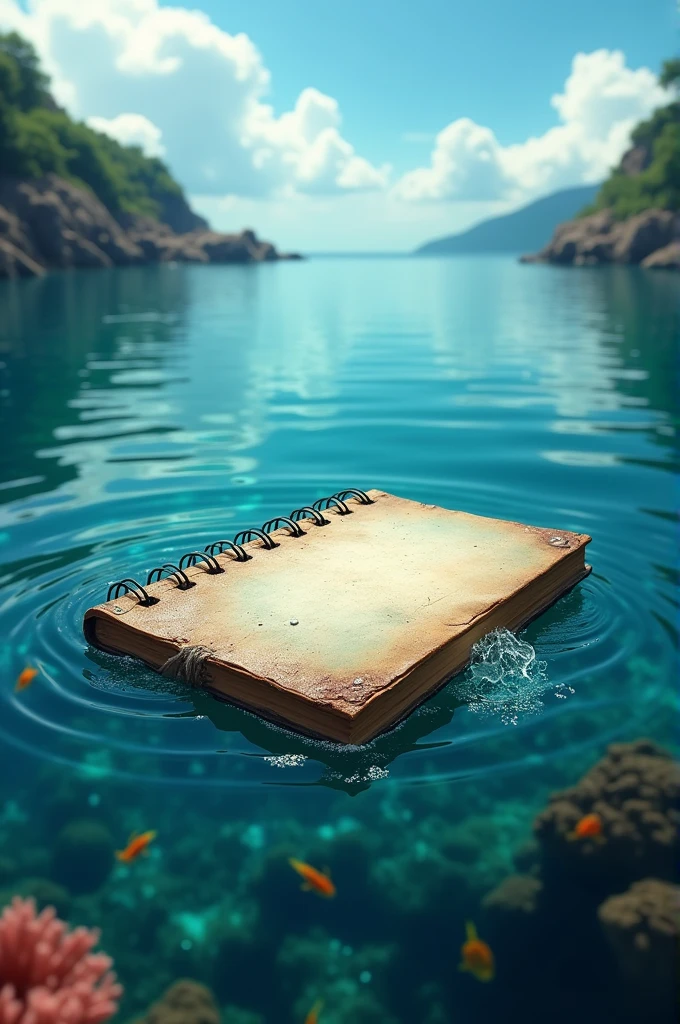 a notebook in the middle of the exotic sea
