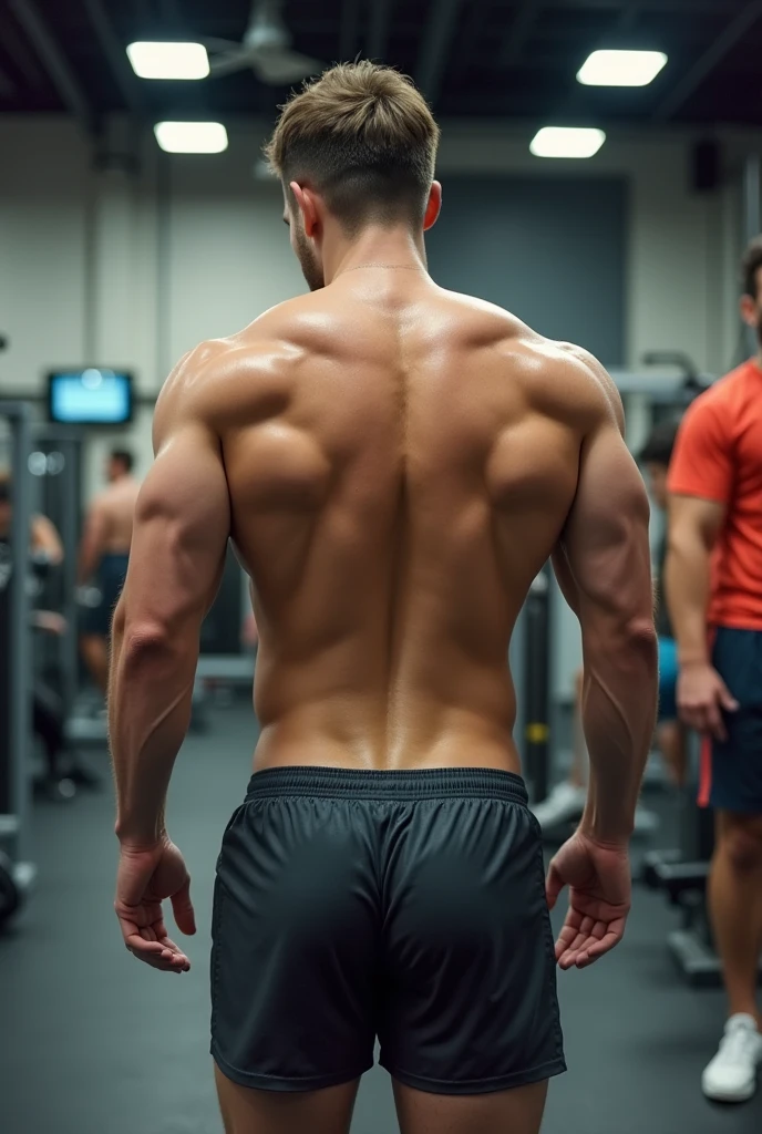 20 year old guy with big ass who has his butt sticking out of his shorts while he&#39;s at the gym