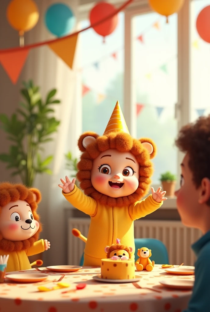 A simple birthday party for a three-year-old with a little lion theme, Modern and fun