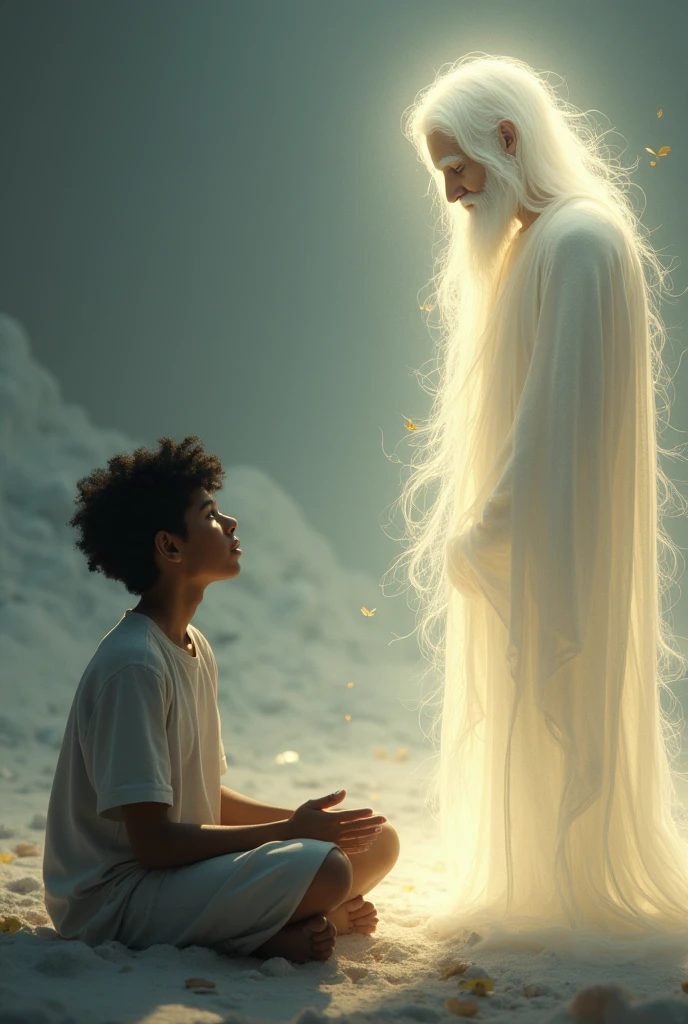 A ager sitting with God