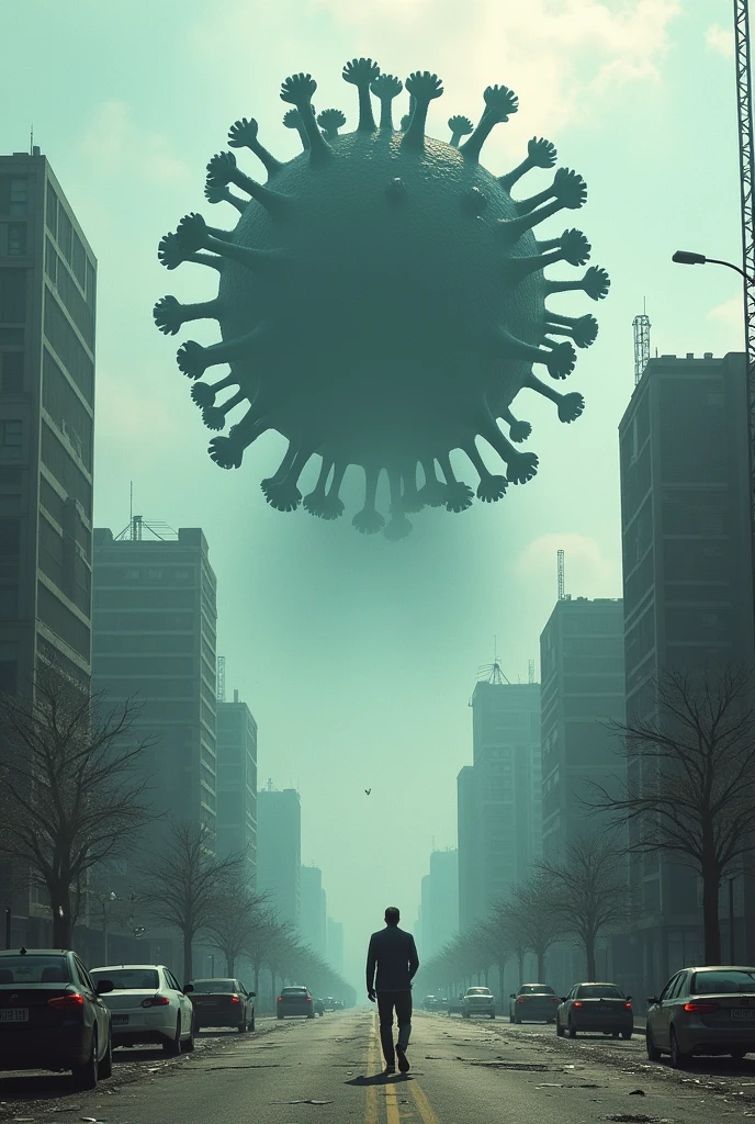 Make a unique image of COVID 19, for example, of how it affected the population