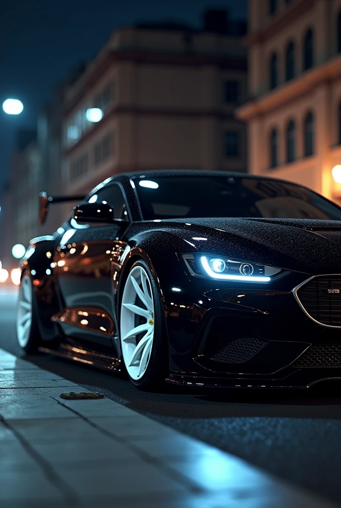 Black astra car with white rims