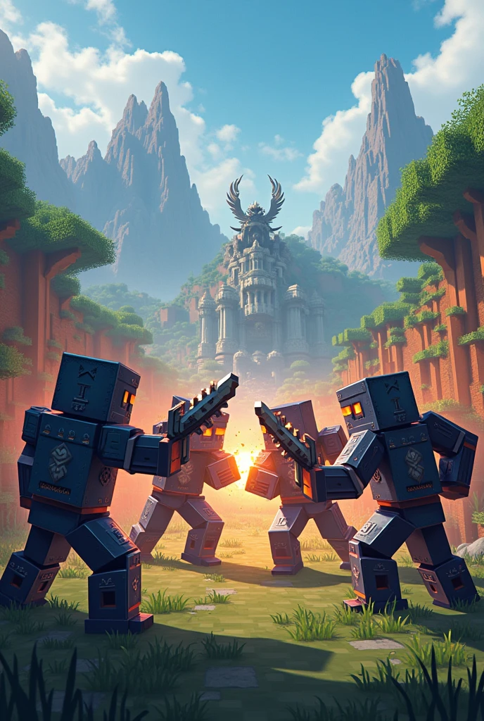 minecraft with several subjects equipped with armor fighting each other with a logo that says ZANTUARIUM