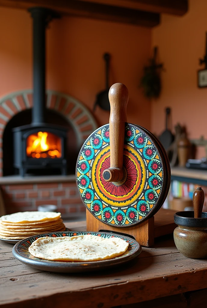 Colorful Mexican Tortilla Press
