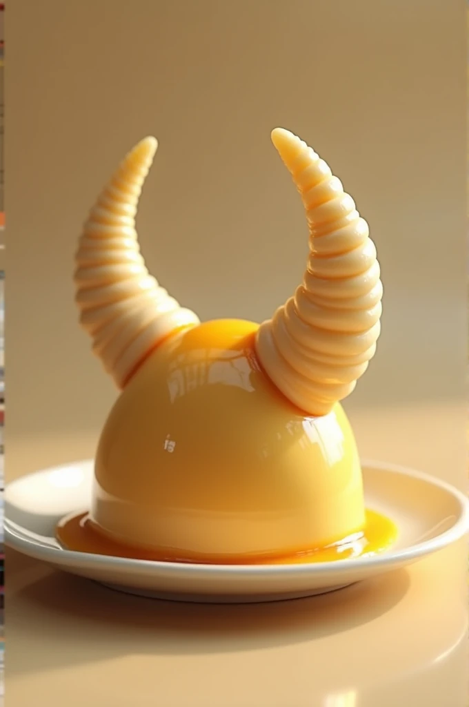 Condensed milk pudding with two horns (horn)