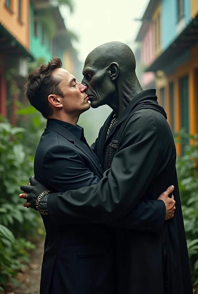 Elon musk kissing in mouth valdemort, in Brazil