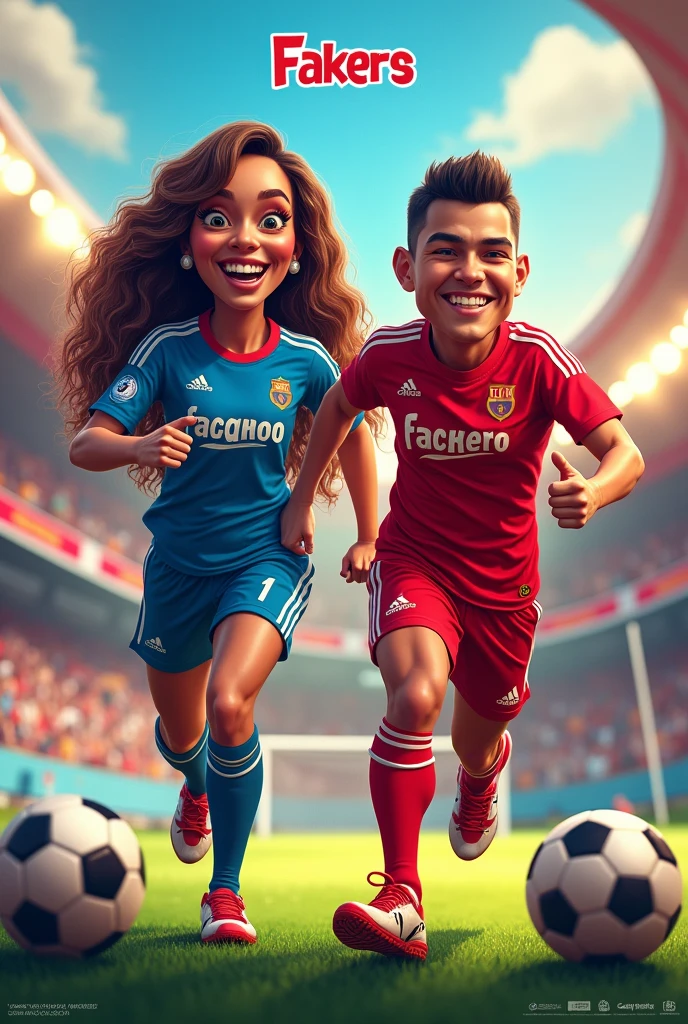 make me a visual mockup of co-marketing advertising of fakers with gloria and calientemx for betting and soccer