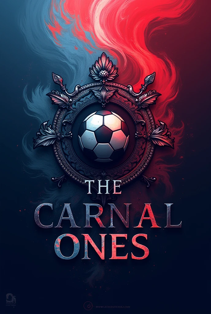 Make a soccer team crest that looks like it's from the first division with the blue and red colors that looks epic and that says the name of the team.:
the carnal ones , this at the bottom