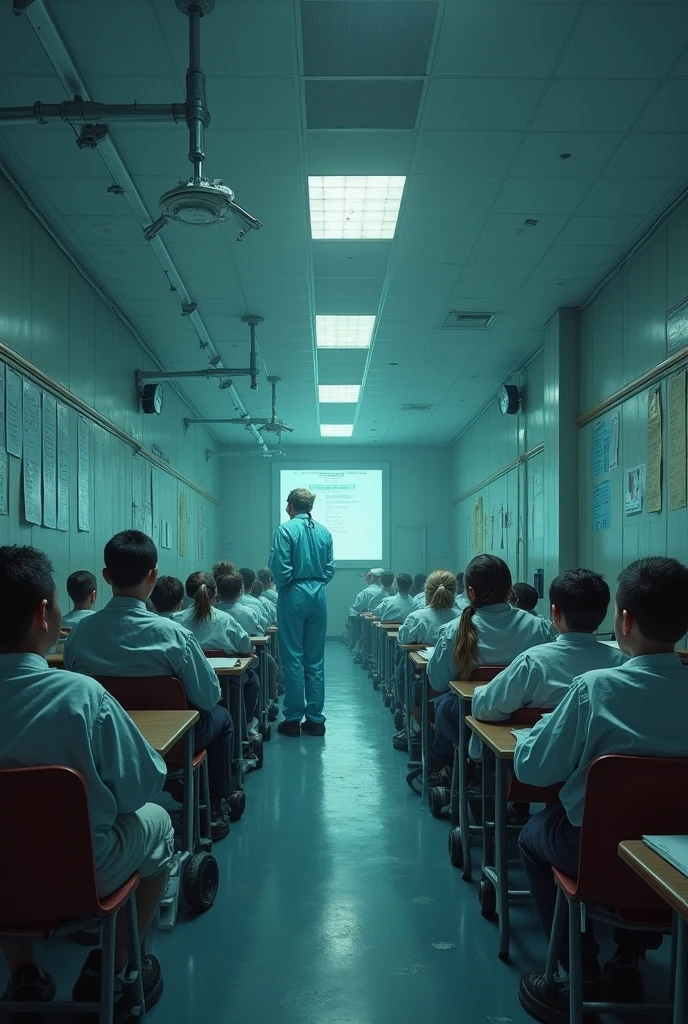 Make a unique image of COVID 19, for example, how it affected the population, for example in hospitals, in the educational area, etc.