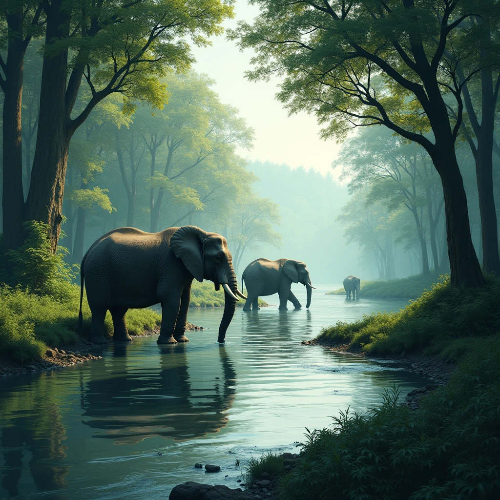 Help create a balance between forests and rivers. Elephants drink water.