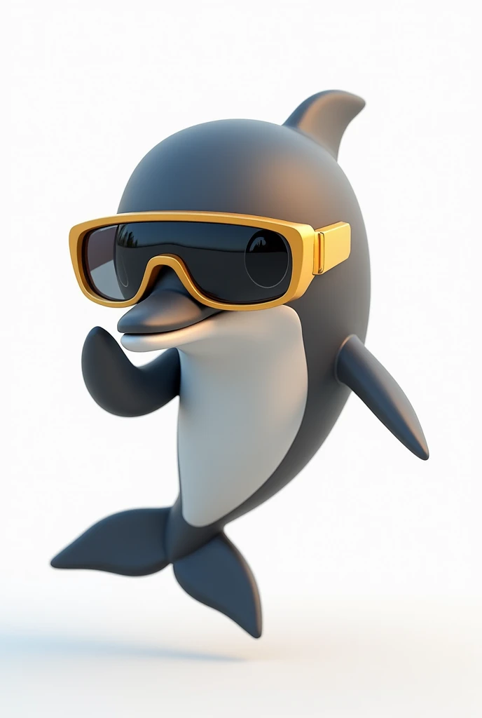 3D ANIMATION, ANIMATION (ultrarealistic, best image) an intelligent and communicative dolphin that embodies the effectiveness of digital communication. with a body in MARSALA tones and with gold details for trust and security in marketing strategies. Echo is curious, talking on his cell phone, wearing sunglasses, adaptable and highly engaged, always exploring digital media to help brands communicate in a clear and impactful way. Create a character that is visually attractive, charismatic and capable of representing the company's precise and communicative approach to services such as Google Ads, paid traffic and social media management. White Background