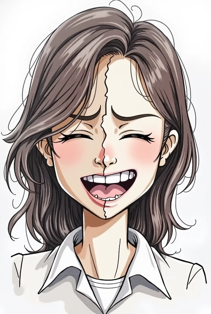 face of a single happy and angry teacher, not so detailed drawing