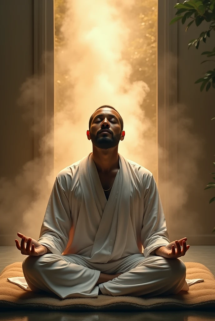 (photorealism:1.2), man doing healing work, meditation, spiritual, peace. powerful