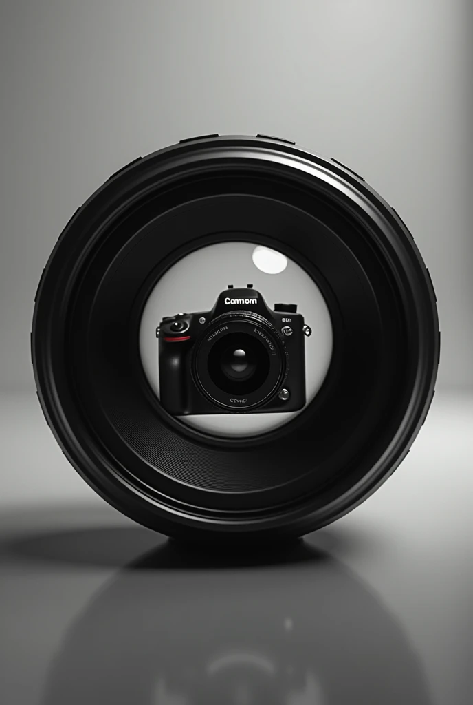 make logo lens animation that has camera inside of the lens logo black and white