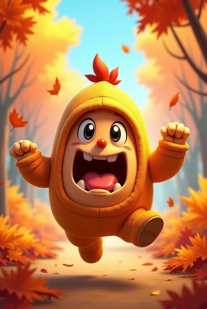 a gaming tumbnail with fall guys character