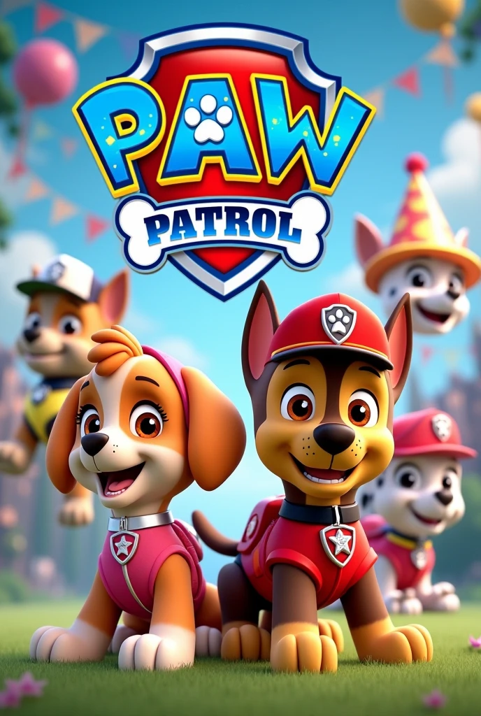 Paw patrol birthday card you can add the number 4 to this image please do not change this image add Antonella and Jacobo
