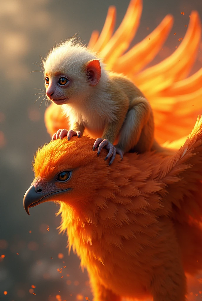 A marmoset on top of a phoenix 