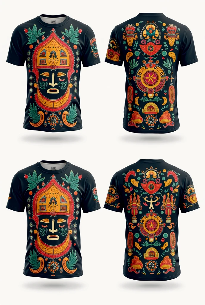 I want four models of shirts printed with cultural symbols from the city of Belém and the state of Pará in Brazil