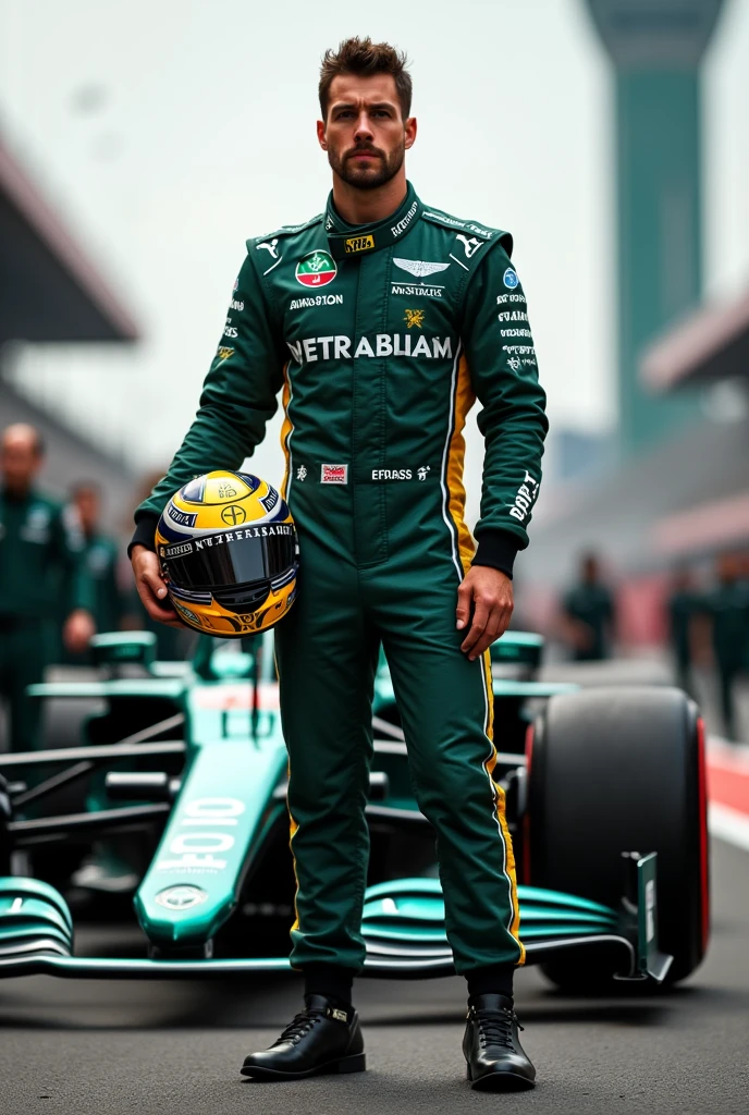 aston martin formula 1 driver out of car