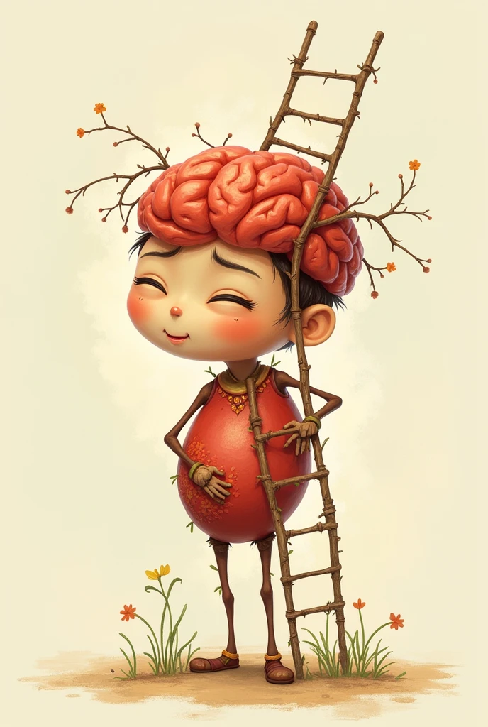 Image of an animated person with a ladder leading from his heart to his brain