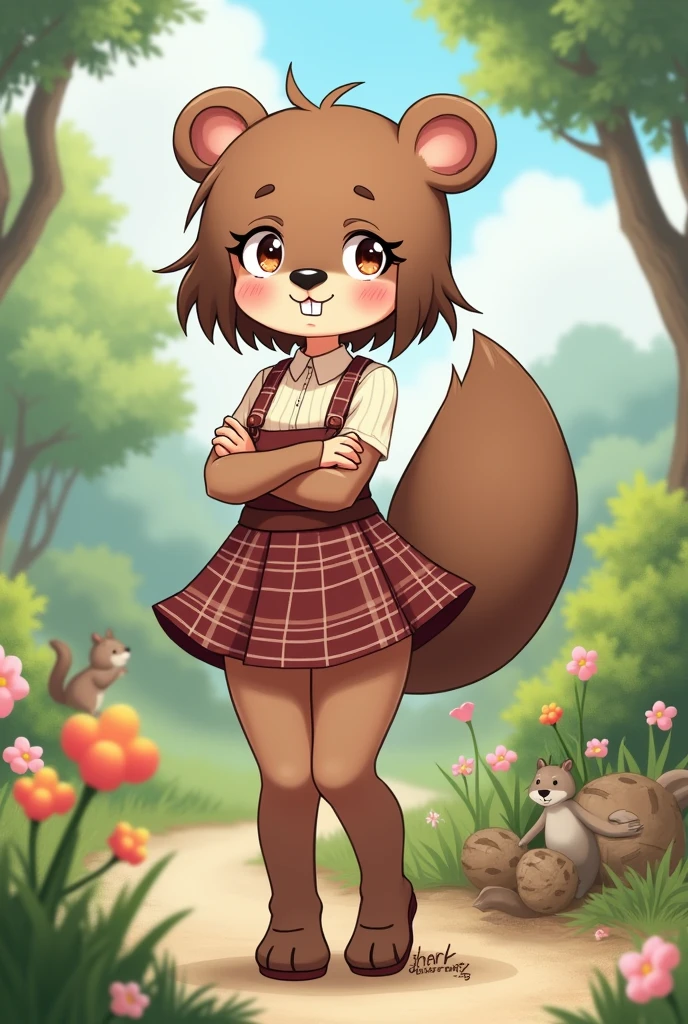 Anime girl beaver with Big thighs