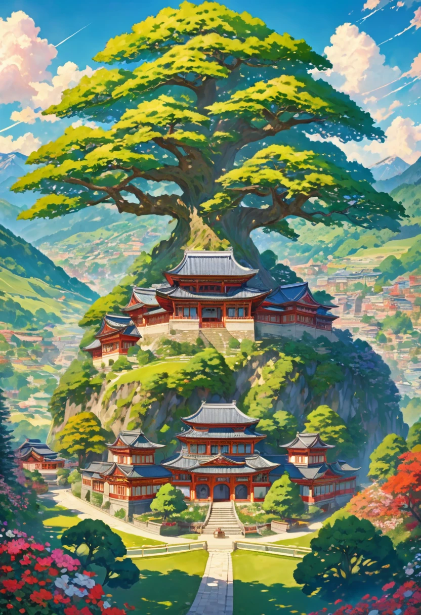A Magical City Cradled In A Mountain Valley. At Its Center Is A Massive Tree. The Has Been Made Into The Empress's Palace. Cottagecore, Beautiful, Wonder,