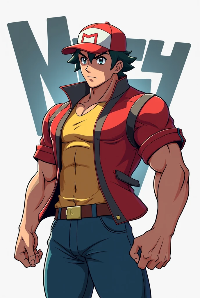 Muscular Ash Ketchum as Logo