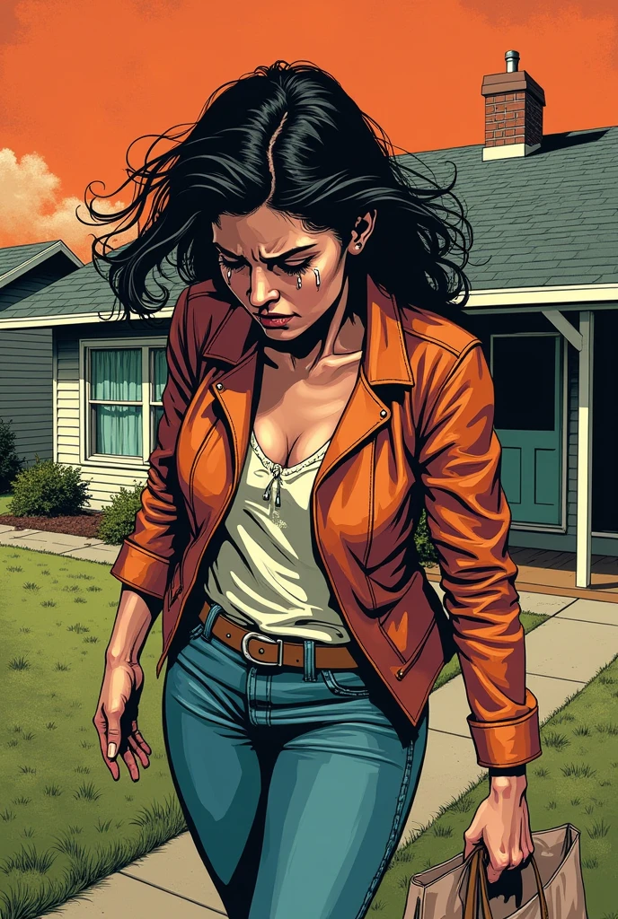 Comic style Hispanic woman in zombie apocalypse