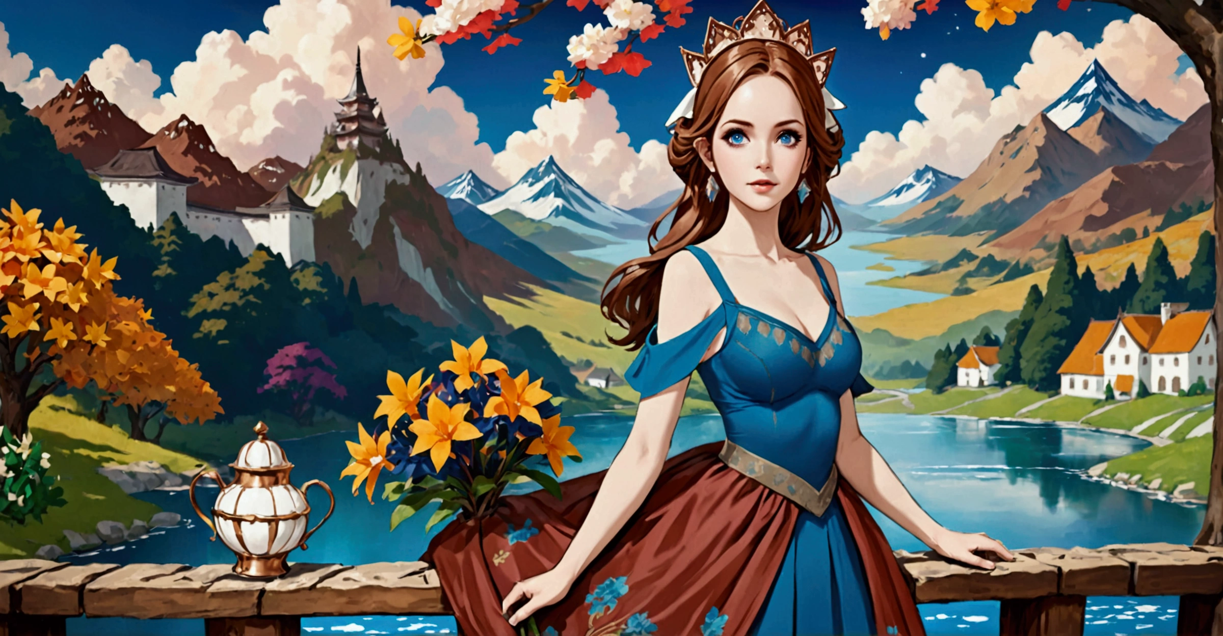 A Magical City Cradled In A Mountain Valley. At Its Center Is A Massive Tree. The Has Been Made Into The Empress's Palace. Cottagecore, Beautiful, Wonder,