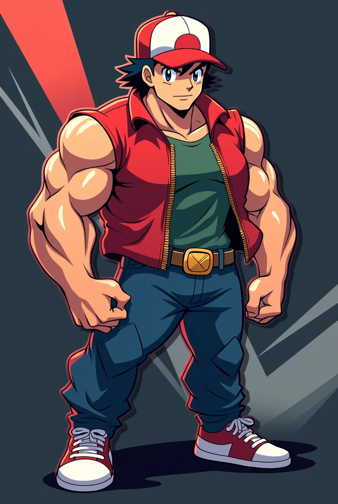 Muscular Ash Ketchum as Logo 