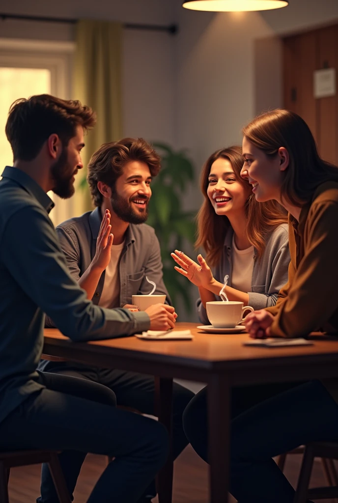 4 people are talking