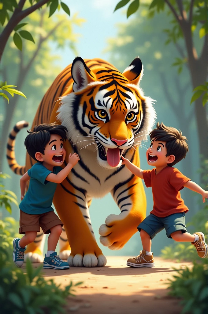 Tiger fun boys and very hungry