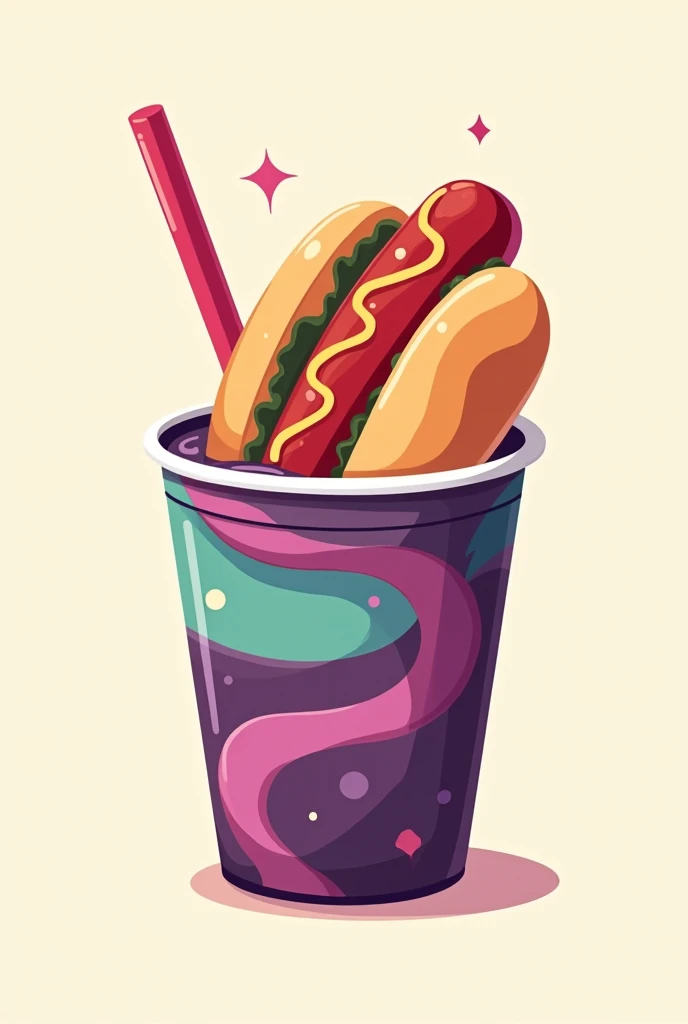 Hot dog logo and açaí cup drawing