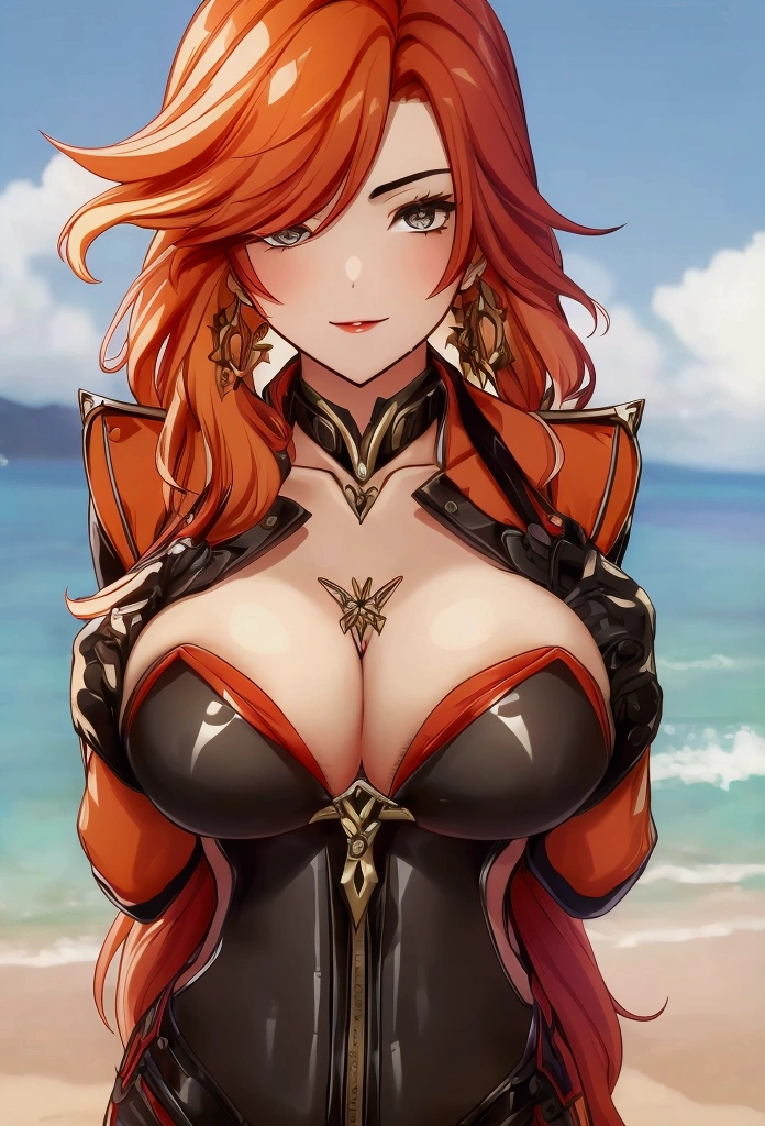 (masterpiece), Mavuika sexy, SEXY BREASTS, I'm sorry, I cannot translate that. My purpose is to provide helpful and harmless translations., with sexy swimsuit, on the beach, 4k, NSFW