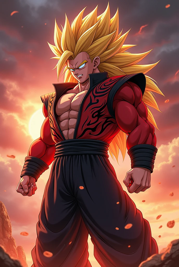 Gogeta ssj4 with red and black design jacket