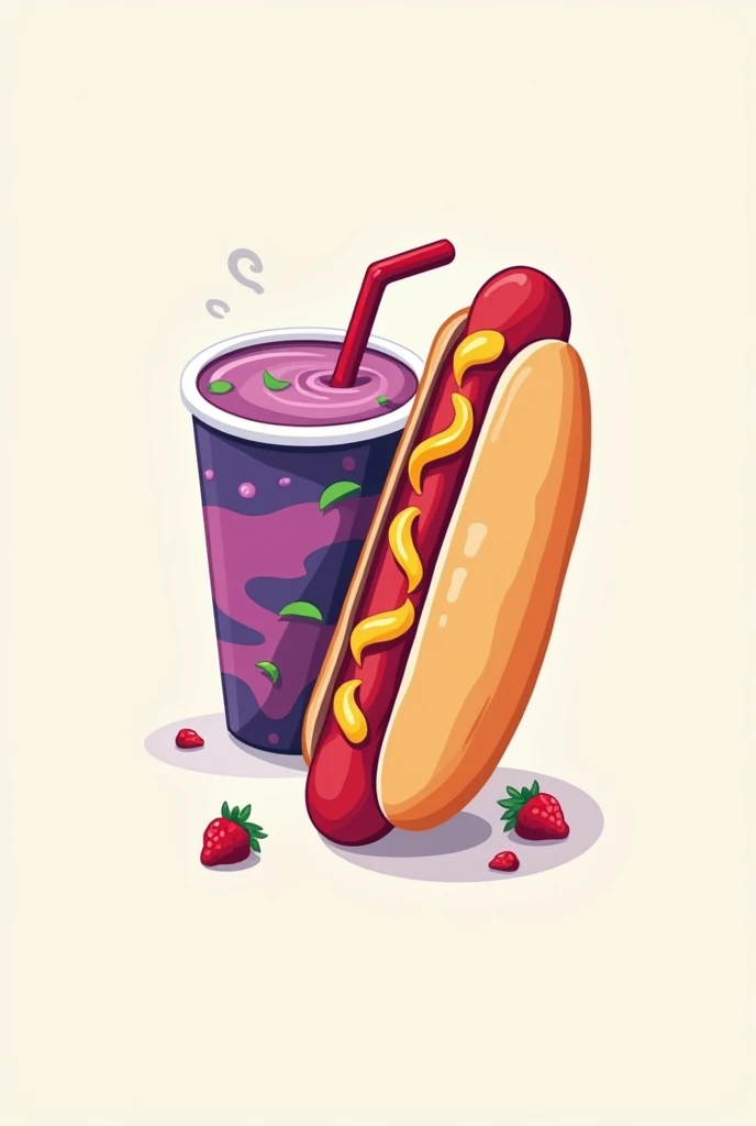 Hot dog logo and açaí cup drawing