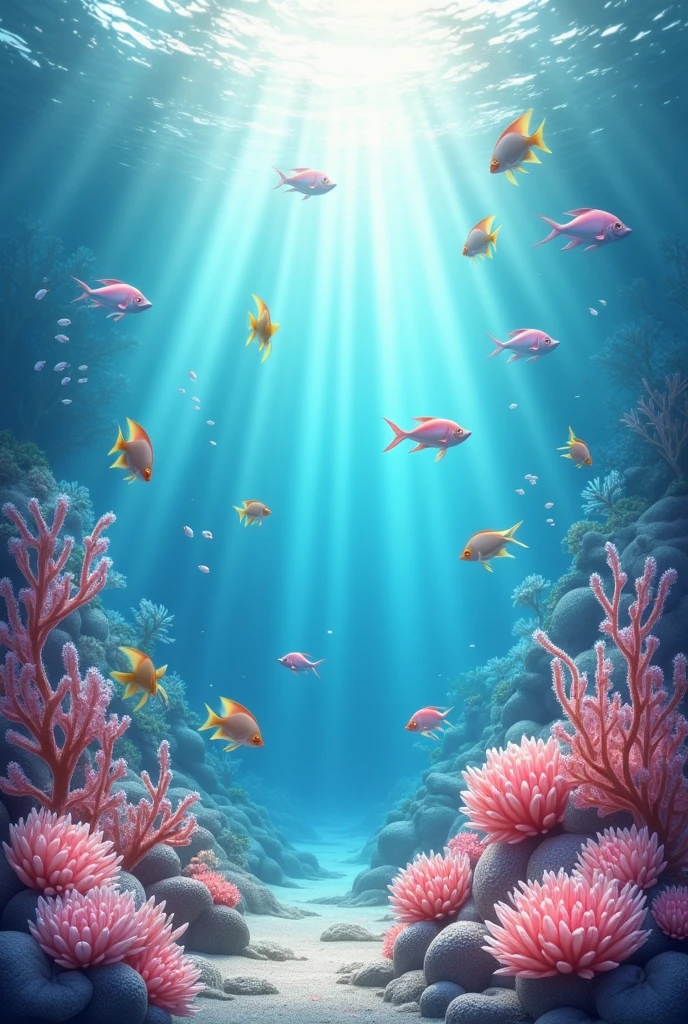 A wallpaper inspired by the seabed in pink tones
