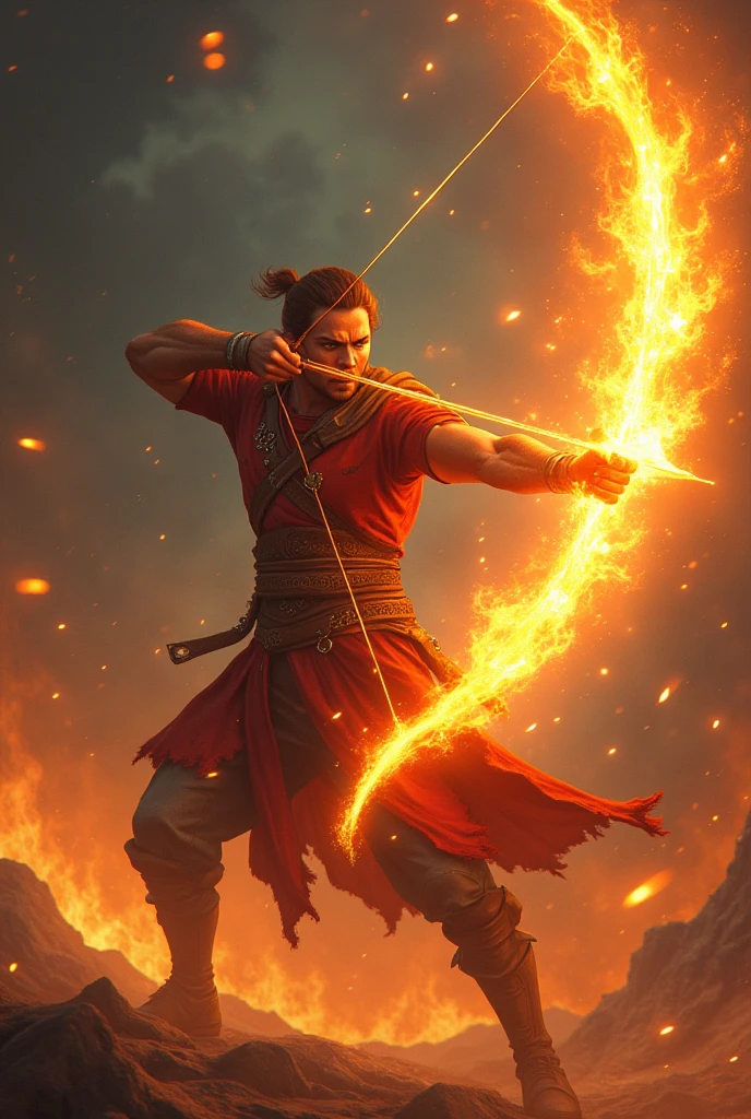 Fire flame as bow drawing