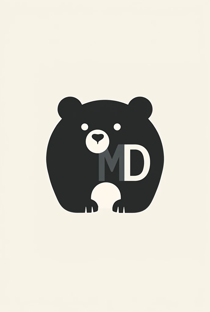 Create a stylized bear logo, integrating the initials &#39;MD&#39; creatively and harmoniously into the design. The bear must have a minimalist style, but with enough details to maintain the animal&#39;s personality. The letters &#39;MD&#39; can be incorporated into the bear&#39;s lines or into elements such as the face or paws., ensuring that the design is balanced and visually appealing. The logo must convey strength, creativity and independence."