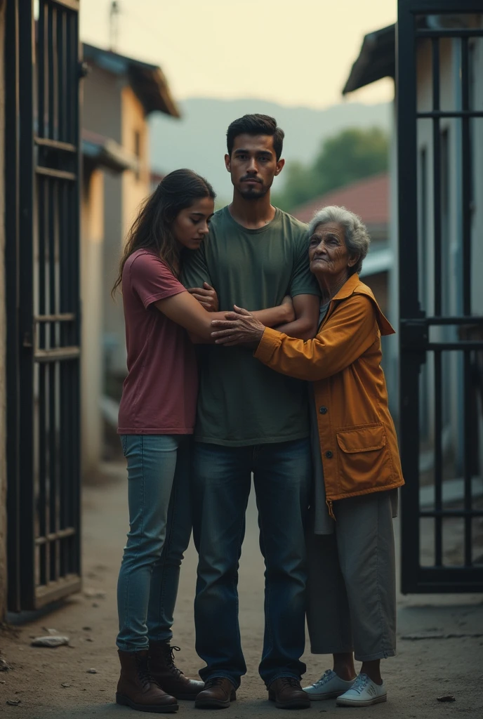 A young man leaving prison and reuniting with his family members who are:
 His sister His grandmother 