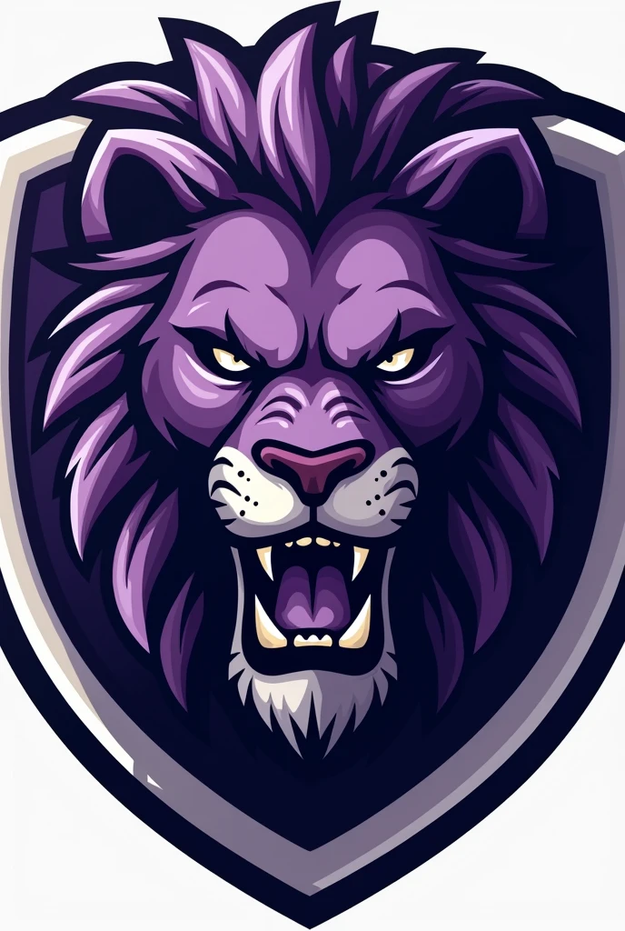 6th grade A team shield with the head of a purple lion for interclass and make it like a football shield and make the lion serious